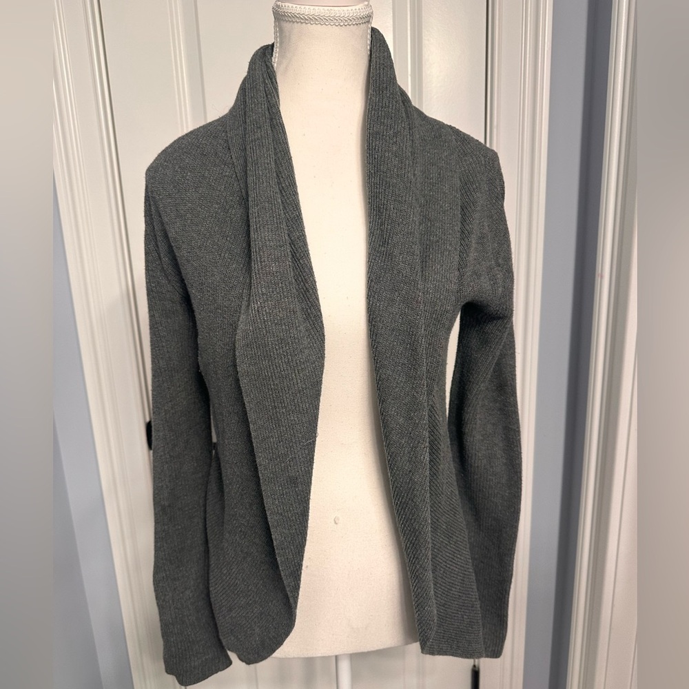 Express Gray Cardigan Sweater with Draped Shawl Collar